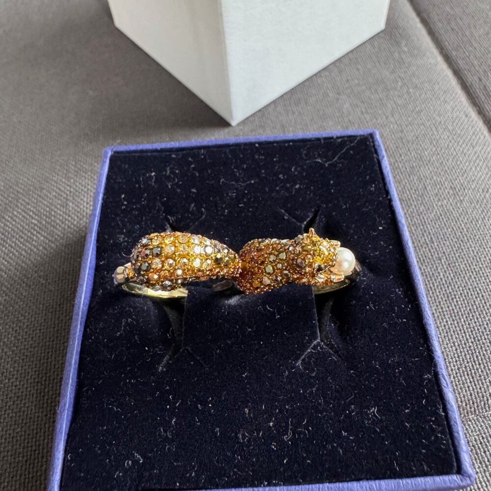 Swarovski Squirrel Double Ring Multi-Colour Gold … - image 5